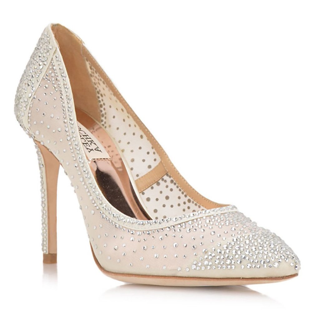 Badgley Mischka Weslee Ivory Crystal Embellished Pumps
